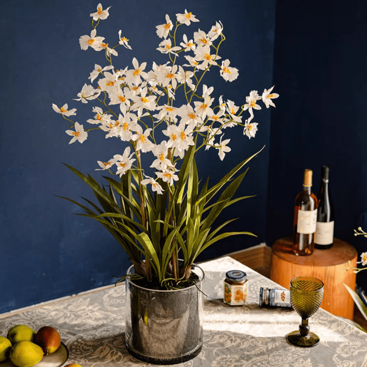 Orchidée blanche Hui Lan en pot en verre