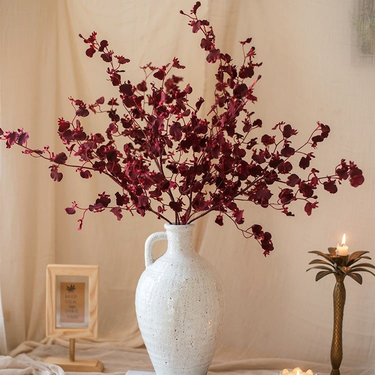 Stelo di orchidea Oncidium impressionista rosso, altezza 79 cm