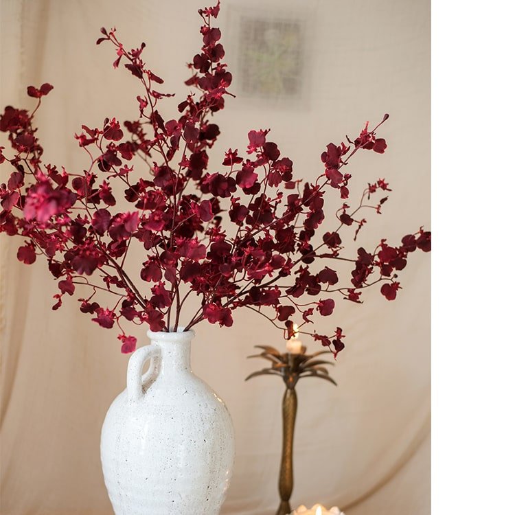 Stelo di orchidea Oncidium impressionista rosso, altezza 79 cm
