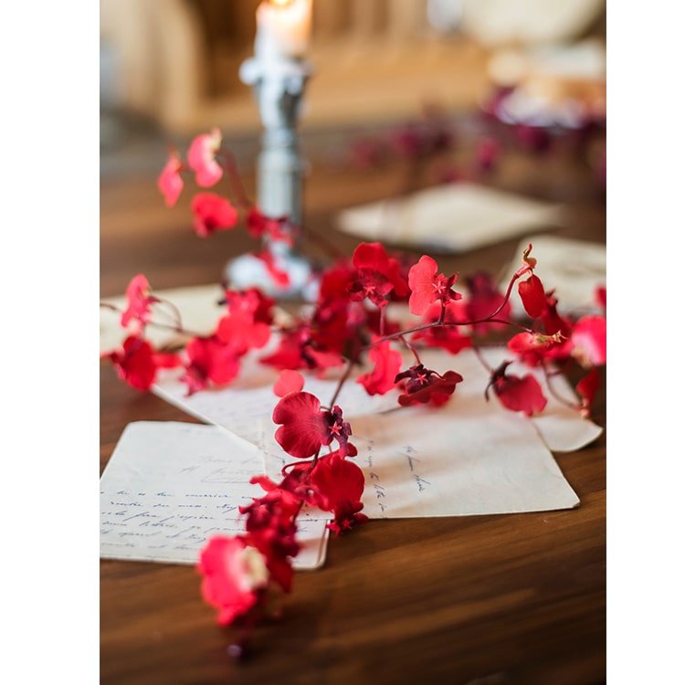 Stelo di orchidea Oncidium impressionista rosso, altezza 79 cm