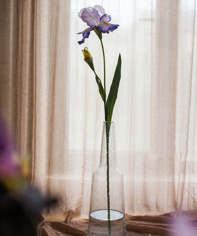 Tige de fleur d'iris artificielle, 80 cm de hauteur, soie