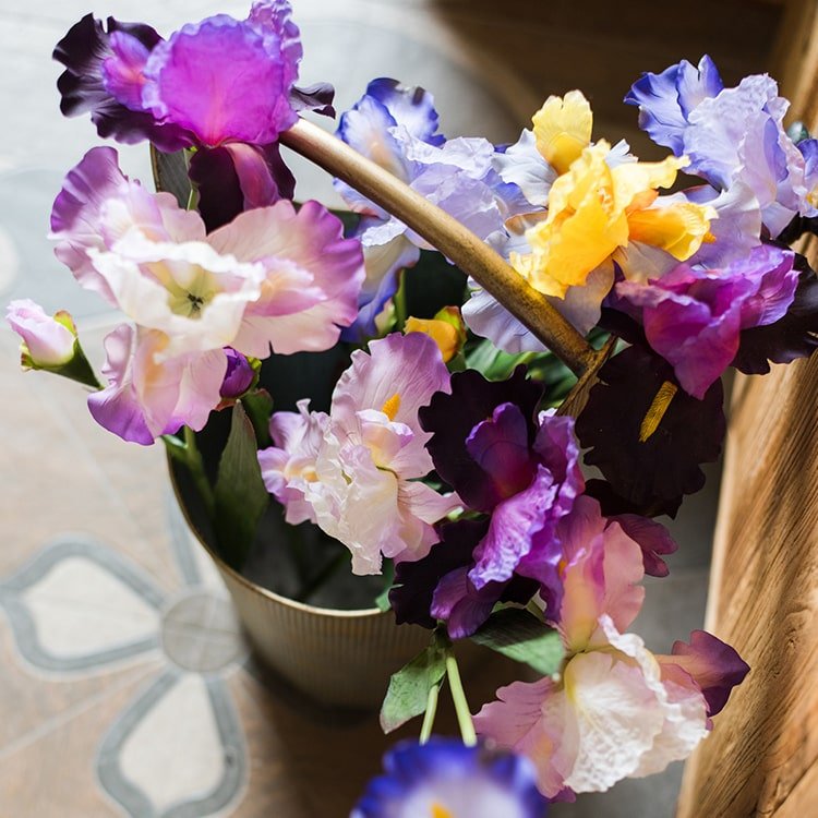 Tige de fleur d'iris artificielle, 80 cm de hauteur, soie