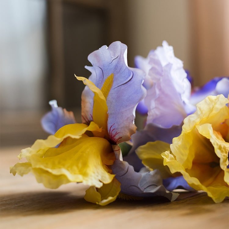 Tige de fleur d'iris artificielle, 80 cm de hauteur, soie