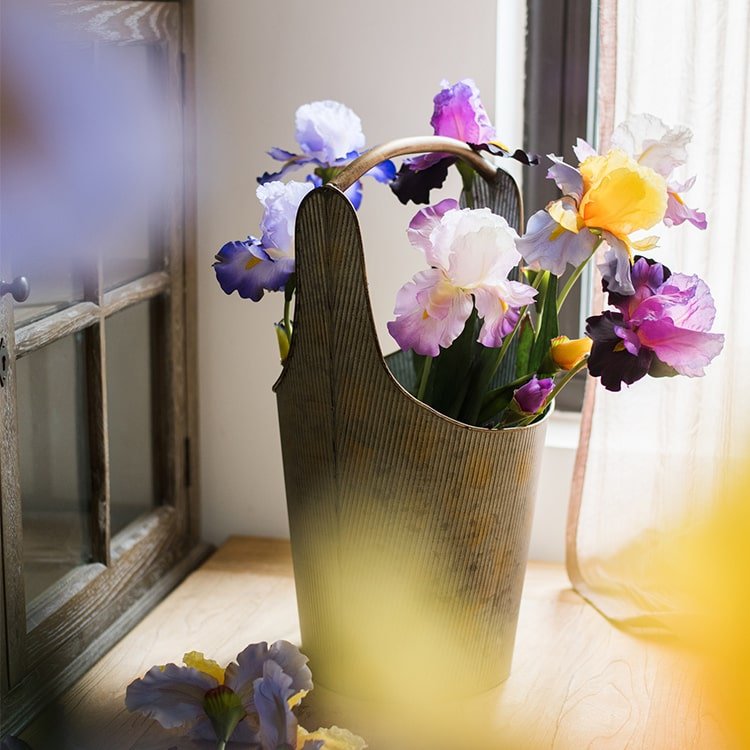 Tige de fleur d'iris artificielle, 80 cm de hauteur, soie