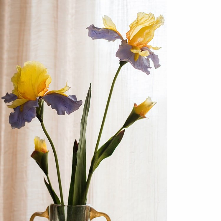 Tige de fleur d'iris artificielle, 80 cm de hauteur, soie