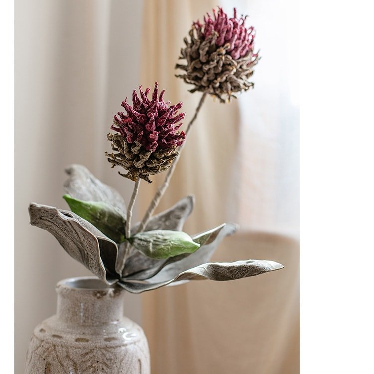Fleur artificielle à longue tige, chardon Mulan, 109 cm de hauteur