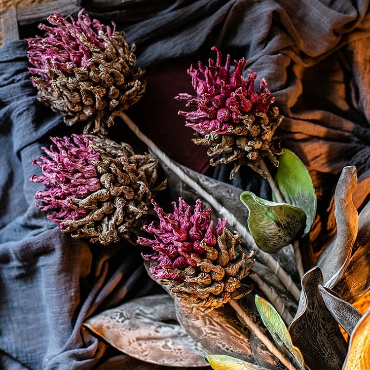Fleur artificielle à longue tige, chardon Mulan, 109 cm de hauteur