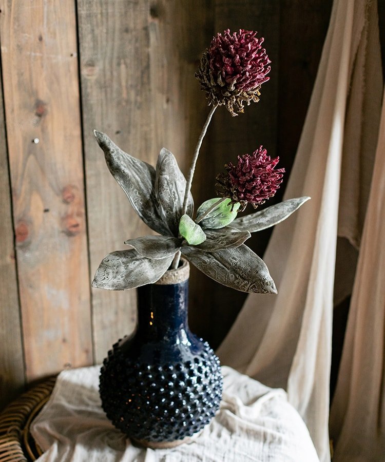 Fleur artificielle à longue tige, chardon Mulan, 109 cm de hauteur