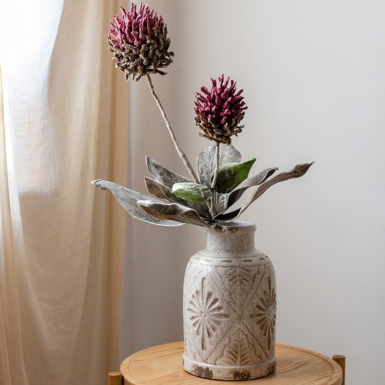 Fleur artificielle à longue tige, chardon Mulan, 109 cm de hauteur