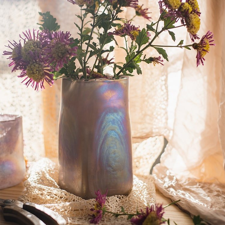 Vaso in vetro artistico color rosa Morandi