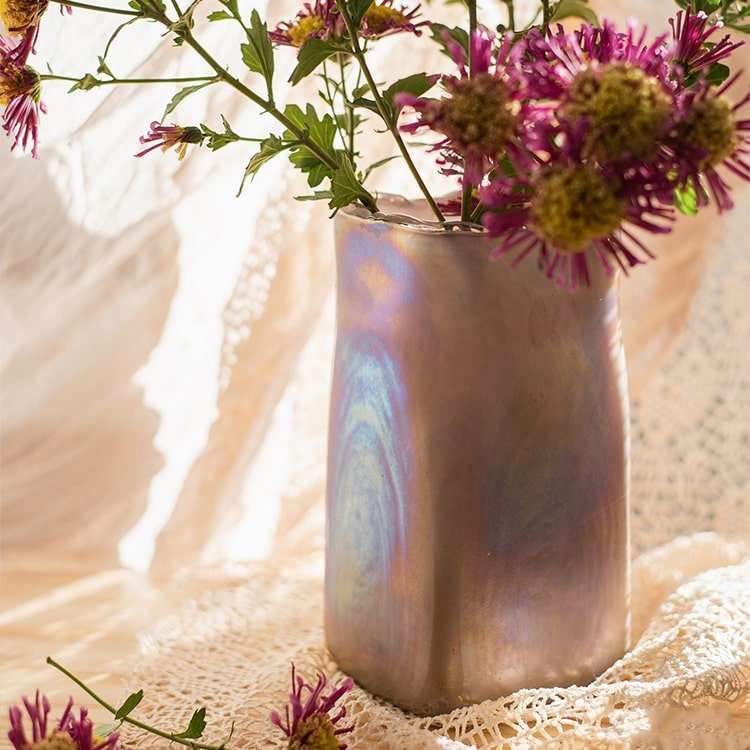 Vaso in vetro artistico color rosa Morandi