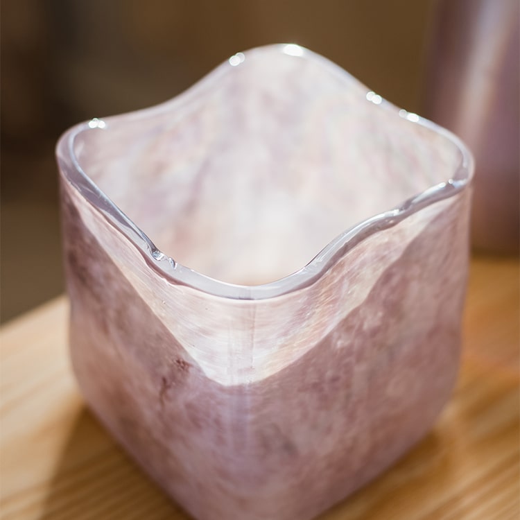 Vaso in vetro artistico color rosa Morandi
