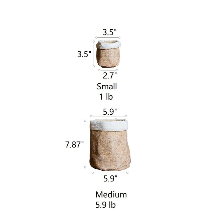 Pot de jardin en béton style sac en papier