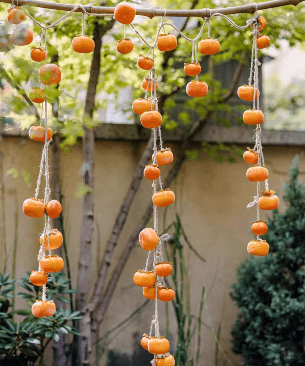 Decorazione a filo di cachi artificiali, lunghezza 85,8 cm