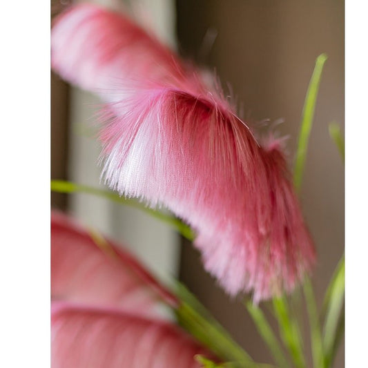 Tige de roseau artificielle en soie synthétique rose, 114 cm de hauteur
