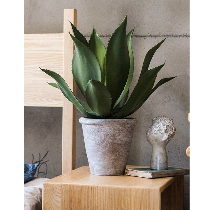 Plante agave artificielle en pot, grande taille, 58 cm