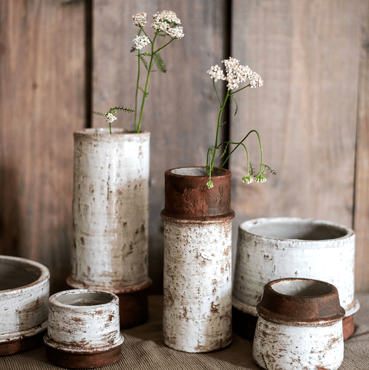 Vaso portapiante in ceramica stile restauro