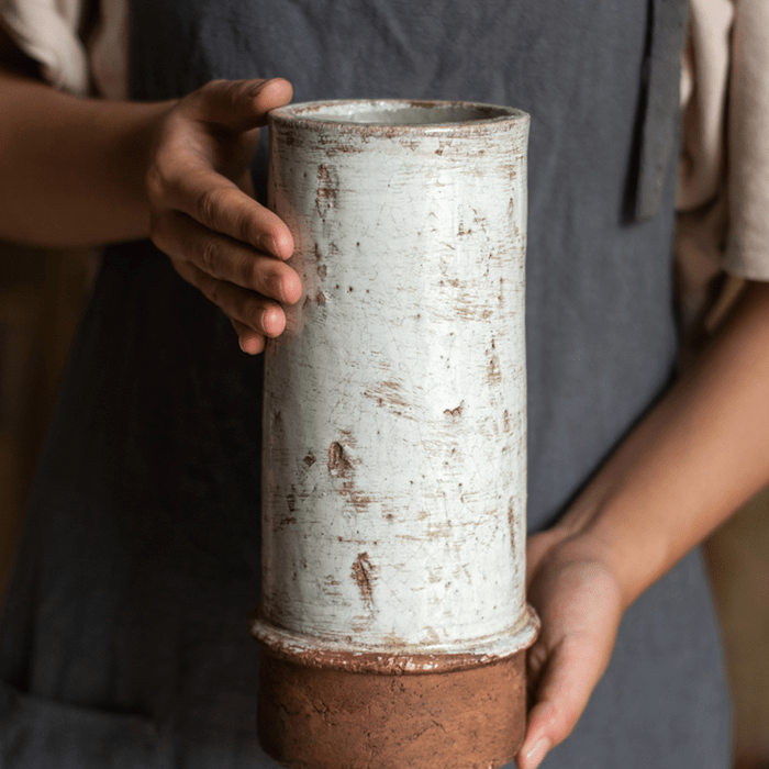 Vaso portapiante in ceramica stile restauro