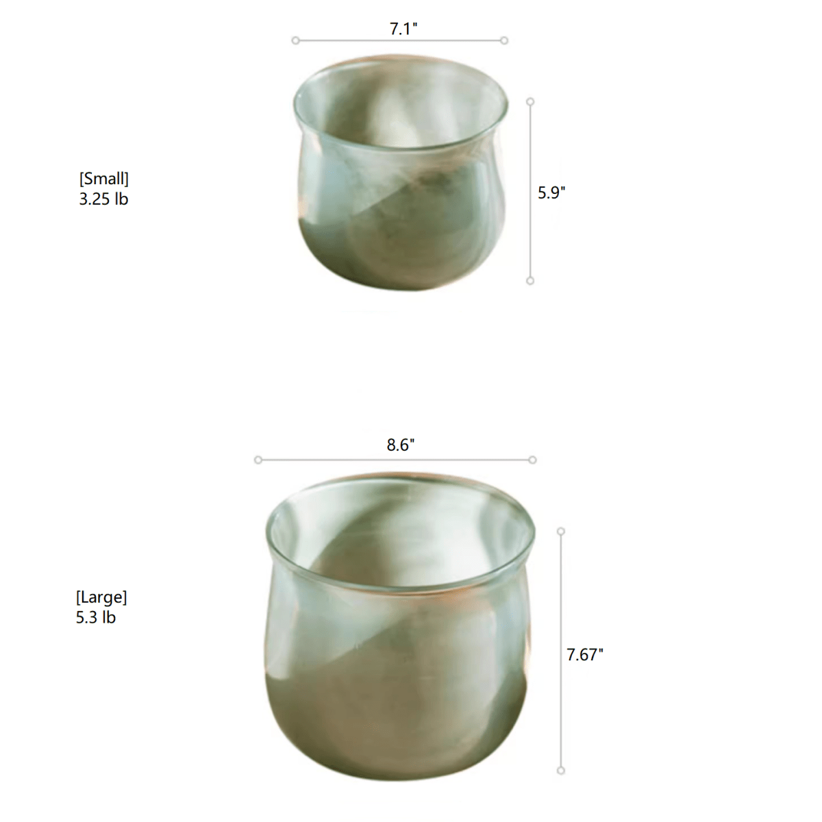 Vase bas en verre Ruhai