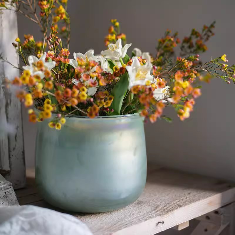Vase bas en verre Ruhai