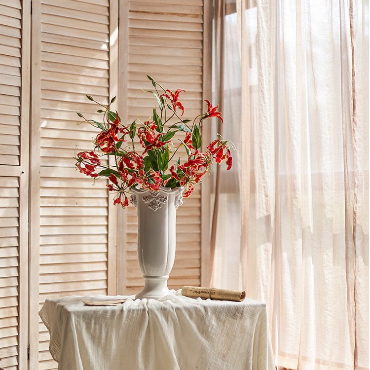 Stelo di fiore di giglio fiamma in seta sintetica, altezza 74 cm