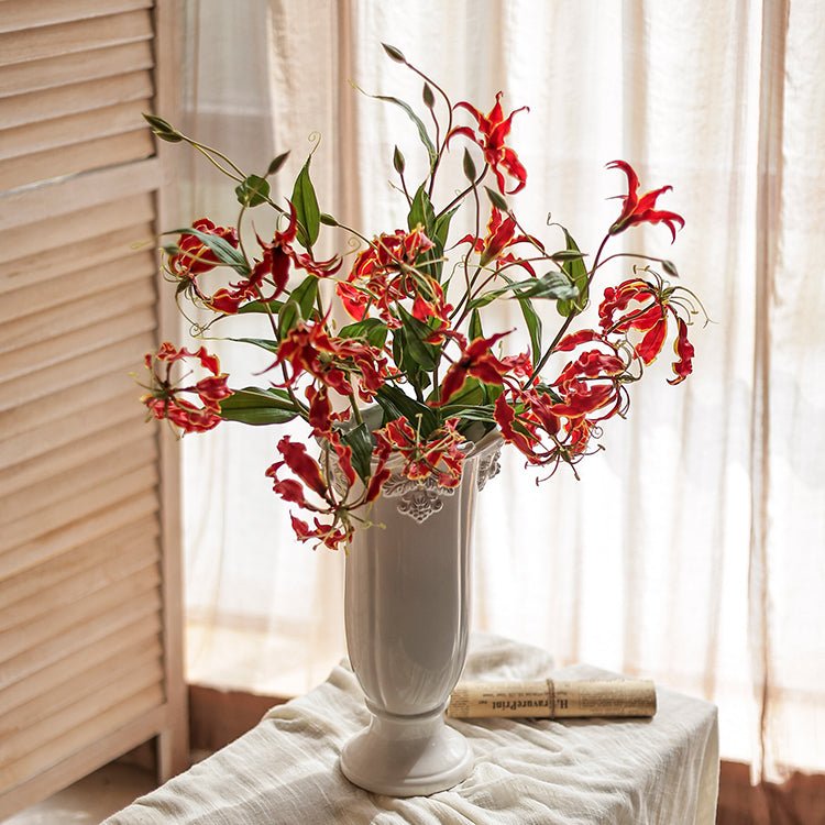 Stelo di fiore di giglio fiamma in seta sintetica, altezza 74 cm