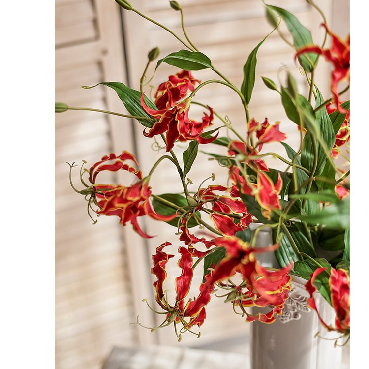 Stelo di fiore di giglio fiamma in seta sintetica, altezza 74 cm
