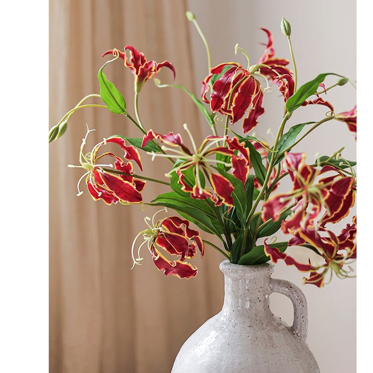 Stelo di fiore di giglio fiamma in seta sintetica, altezza 74 cm