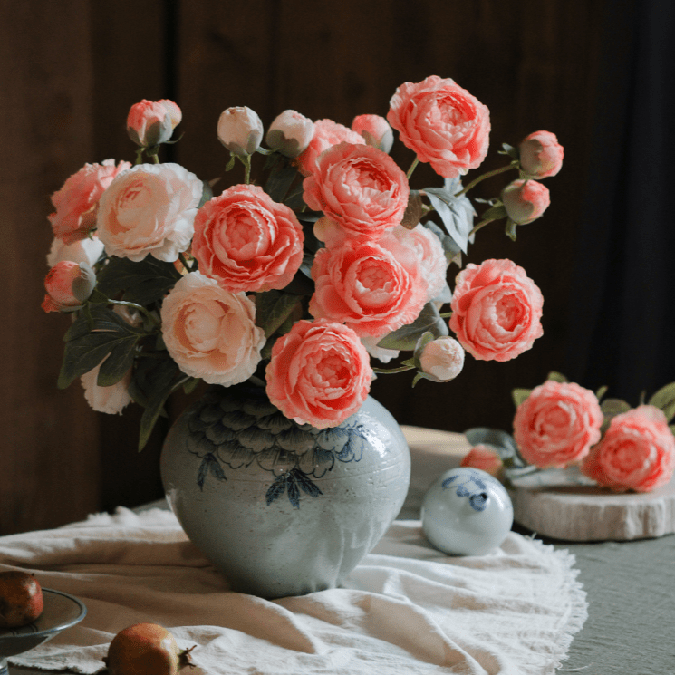 Tige de pivoine en soie artificielle, 68,5 cm de hauteur