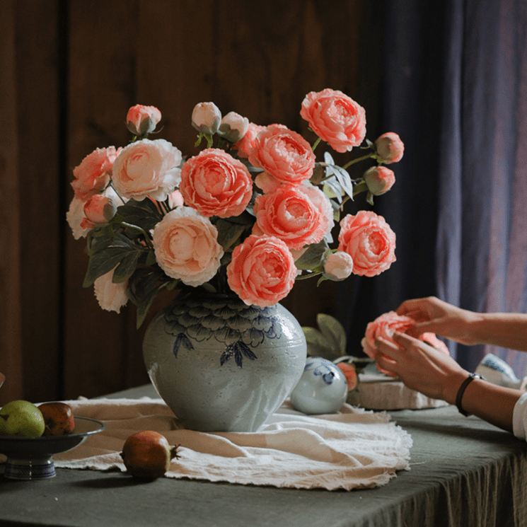 Tige de pivoine en soie artificielle, 68,5 cm de hauteur