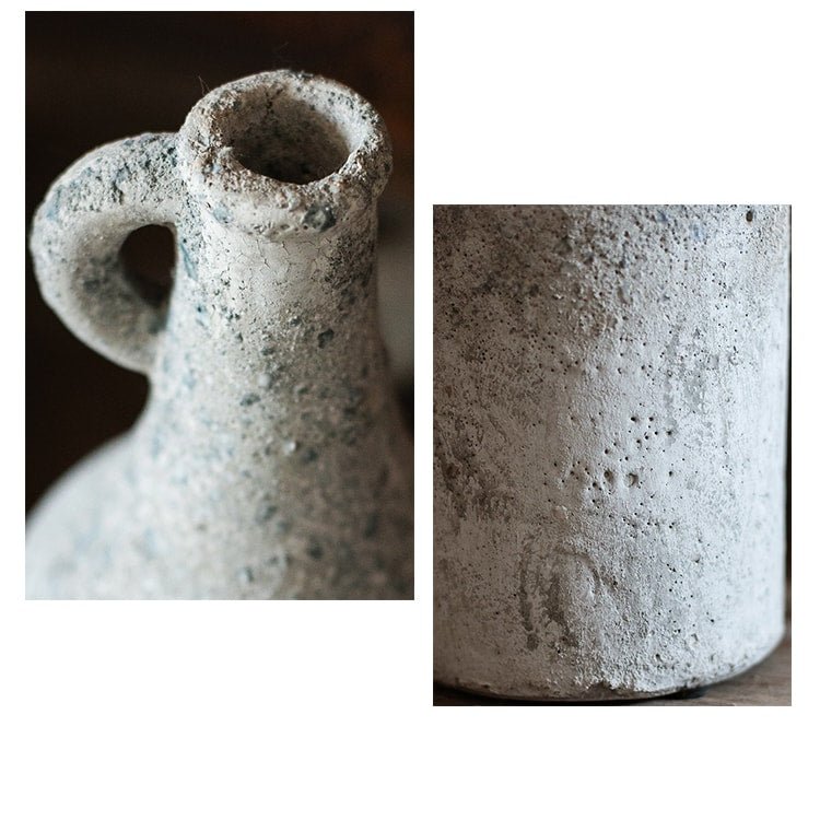 Vase à fleurs séchées à petite ouverture et texture brute