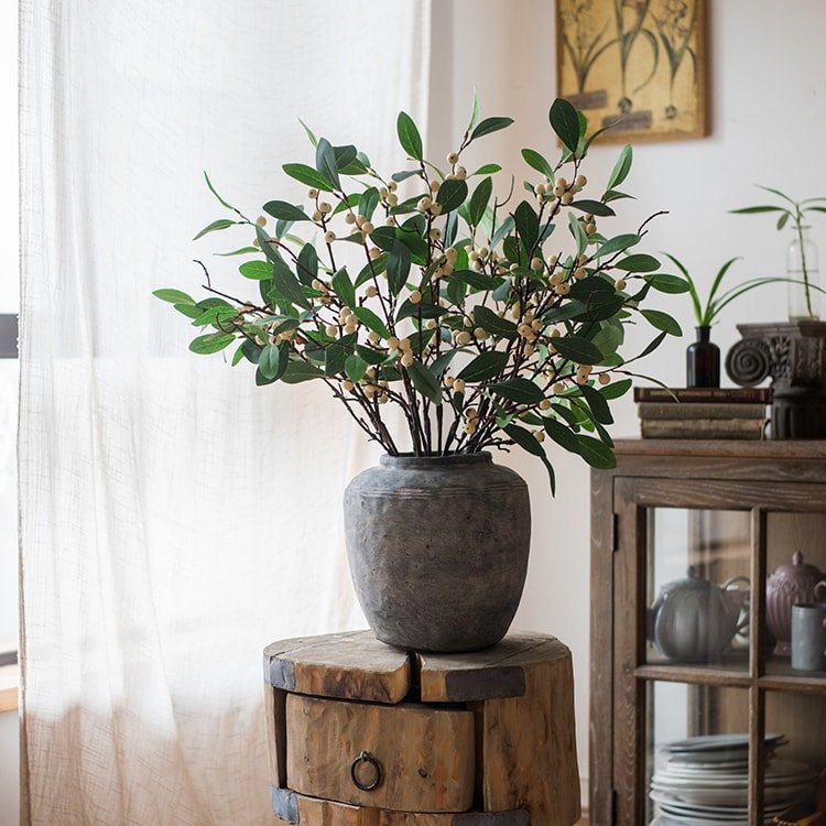 Tige de feuille de neige artificielle, plante en soie, 71 cm de haut