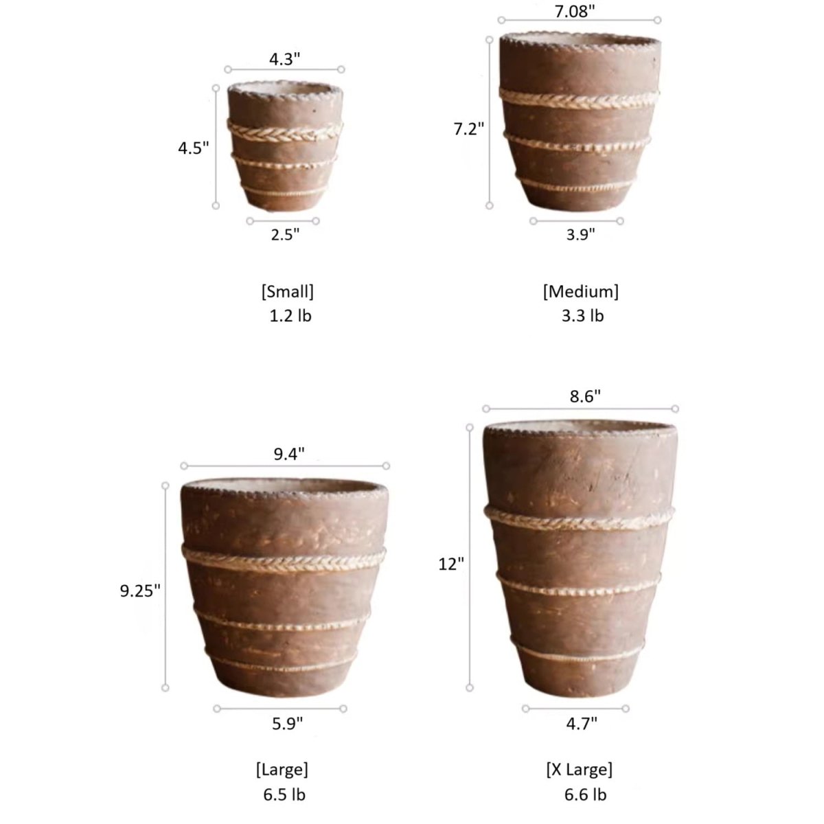 Vaso Tasha in terracotta rossa