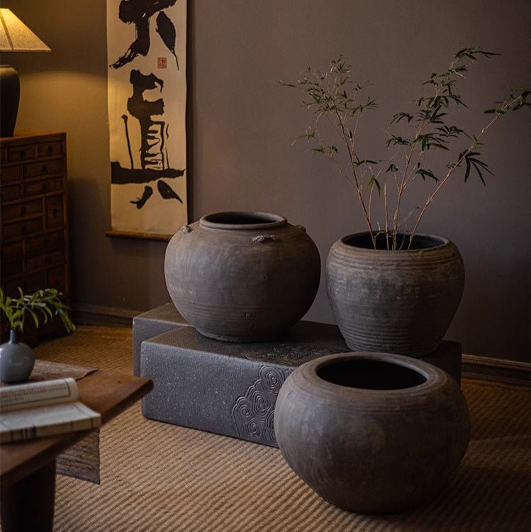 Vaso in ceramica in stile Zen a pancia tonda tradizionale