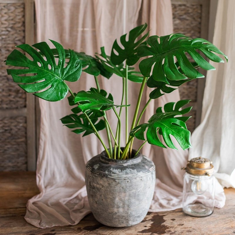 Bouquet de tiges de feuilles de tortue artificielles toucher naturel