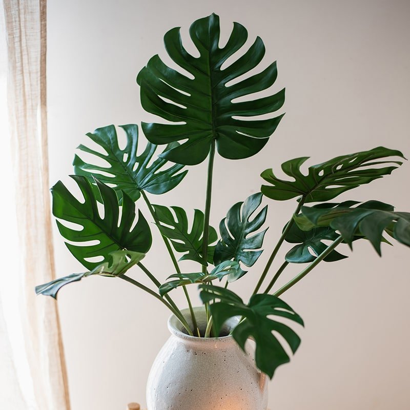 Bouquet de tiges de feuilles de tortue artificielles toucher naturel