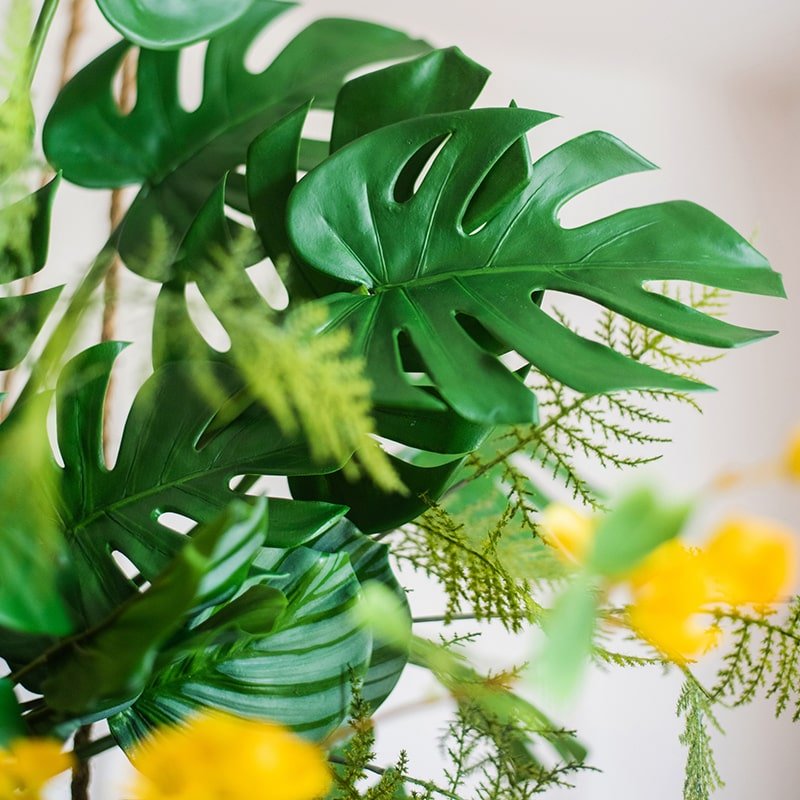 Bouquet de tiges de feuilles de tortue artificielles toucher naturel
