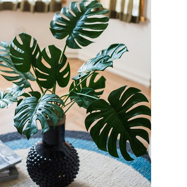 Bouquet de tiges de feuilles de tortue artificielles toucher naturel