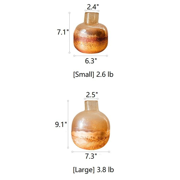 Vase soliflore en verre bullé soufflé à la bouche ambre