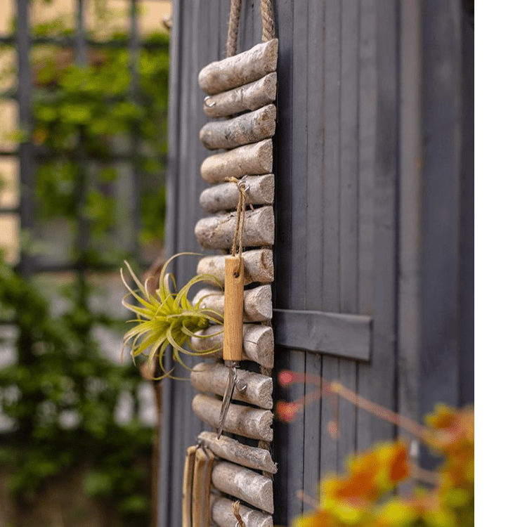 Decorazione da parete a scala in legno rustico portautensili