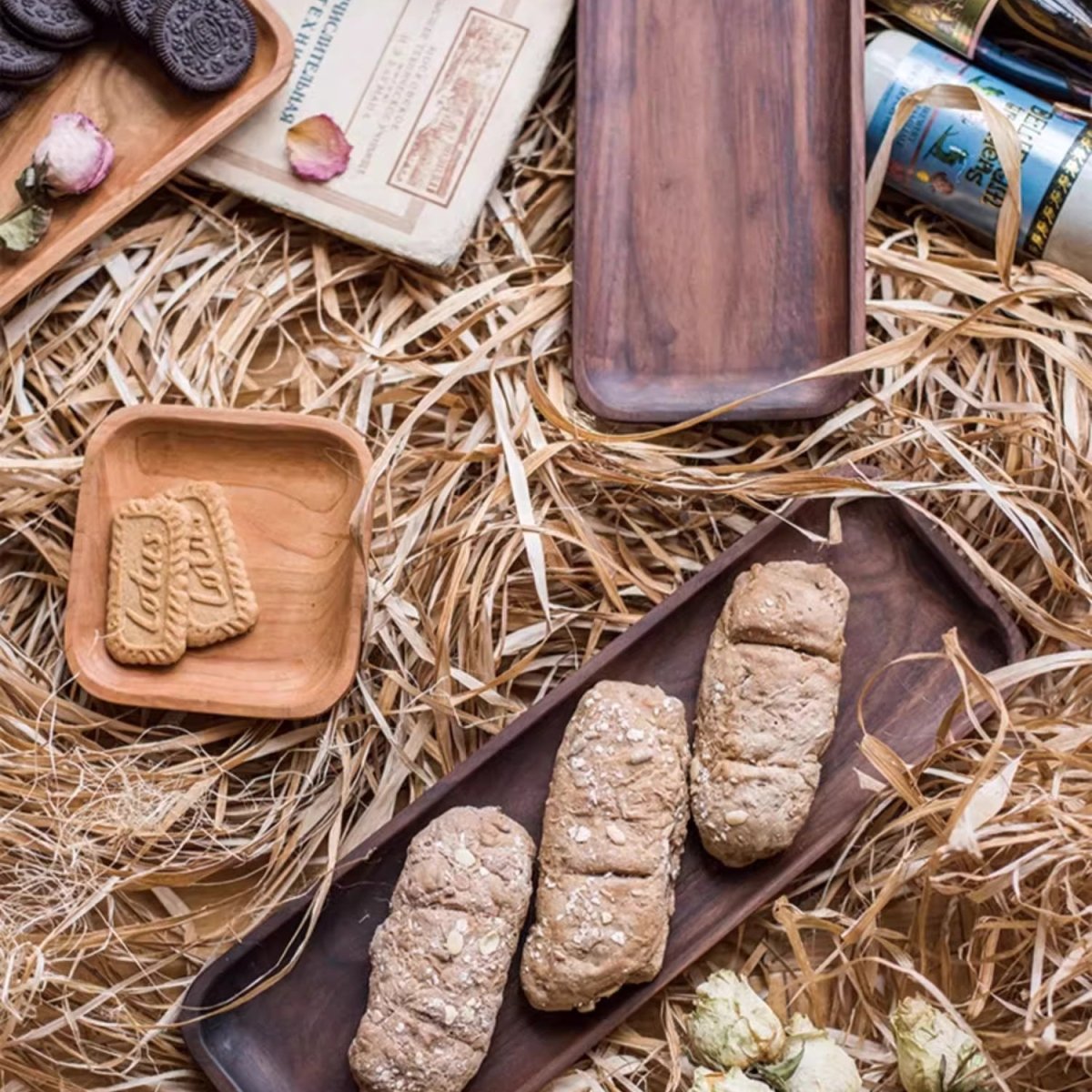 Piatto da snack in legno massello