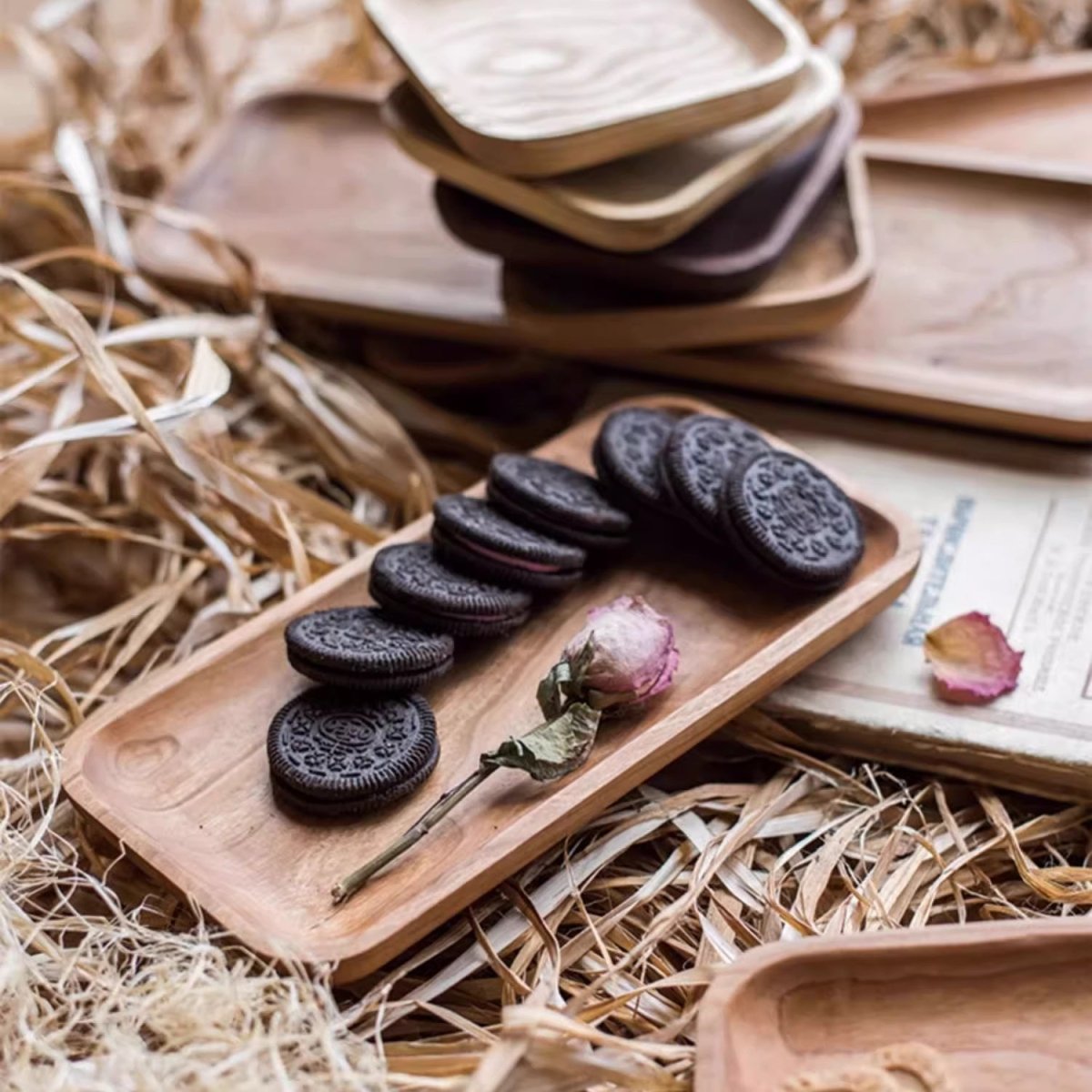 Piatto da snack in legno massello