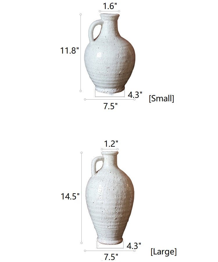 Vase en céramique blanc à petite ouverture