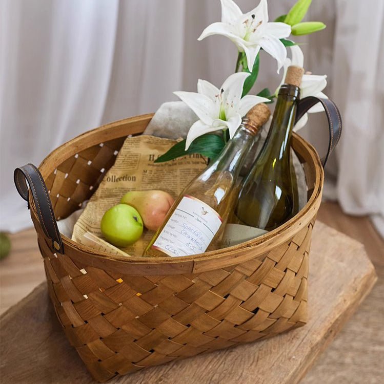 Panier rustique en copeaux de bois tressés à la main