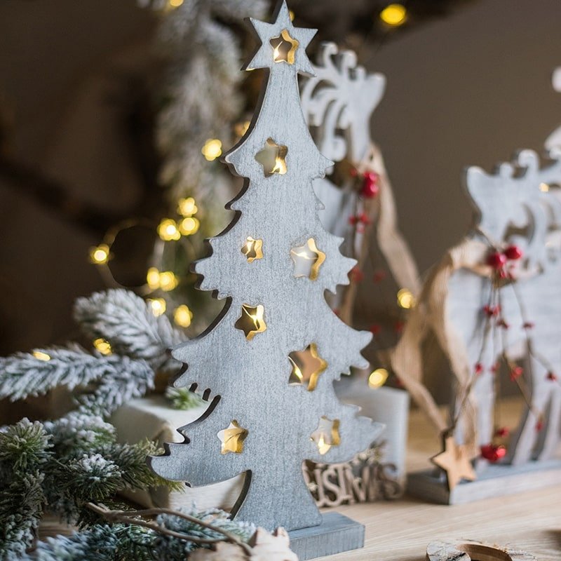 Figurines de décoration de Noël en bois pour bureau
