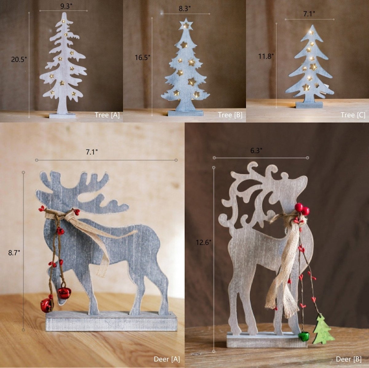 Figurines de décoration de Noël en bois pour bureau