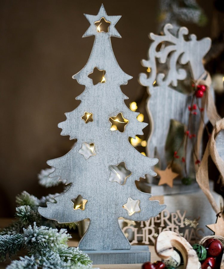 Figurines de décoration de Noël en bois pour bureau