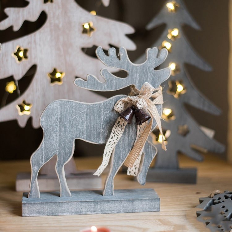 Figurines de décoration de Noël en bois pour bureau