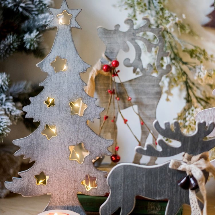 Figurines de décoration de Noël en bois pour bureau