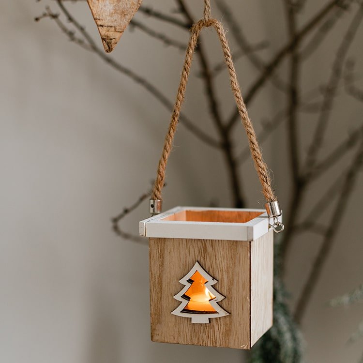 Addobbo portacandela a forma di albero di Natale in cassetta di legno, scelta casuale